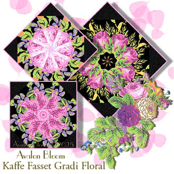 Kaffe Fasset Collective 2025 Gradi Floral Contrast Kaleidoscope Quilt Block Kit