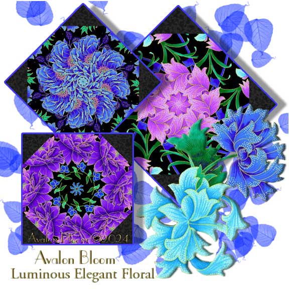 Luminous Elegant Floral Pre-cut Kaleidoscope Quilt Block Kit