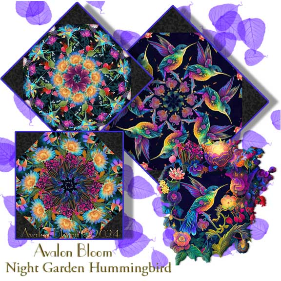 Night Garden Hummingbird Kaleidoscope Quilt Block Kit