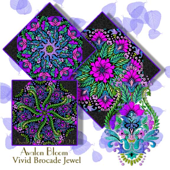 Jason Yenter Vivid Brocade Jewel Pre-cut Kaleidoscope Quilt Block Kit