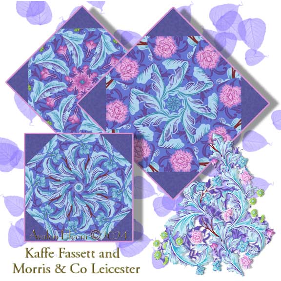 Morris and Co Leicester Cobalt Kaleidoscope Quilt Block Kit