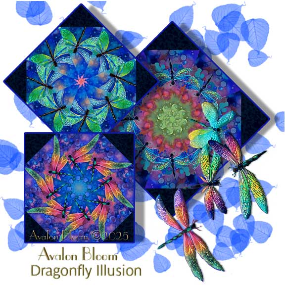 Dragonfly Illusion Kaleidoscope Quilt Block Kit