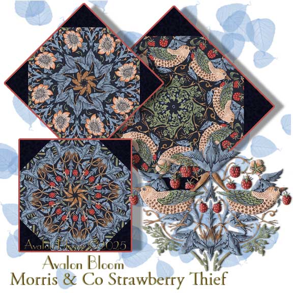 Morris and Co Strawberry Thief Kaleidoscope Quilt Block Kit