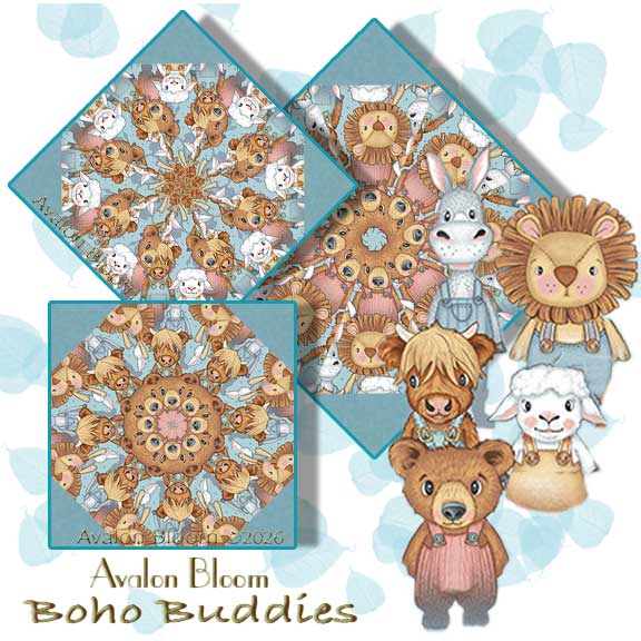 Boho Buddies Kaleidoscope Quilt Block Kit