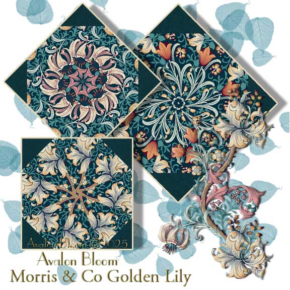 Morris and Co Golden Lily Kaleidoscope Quilt Block Kit