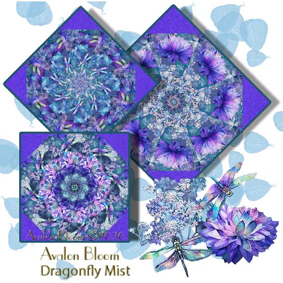 Dragonfly Mist Precut kaleidoscope quilt blocks