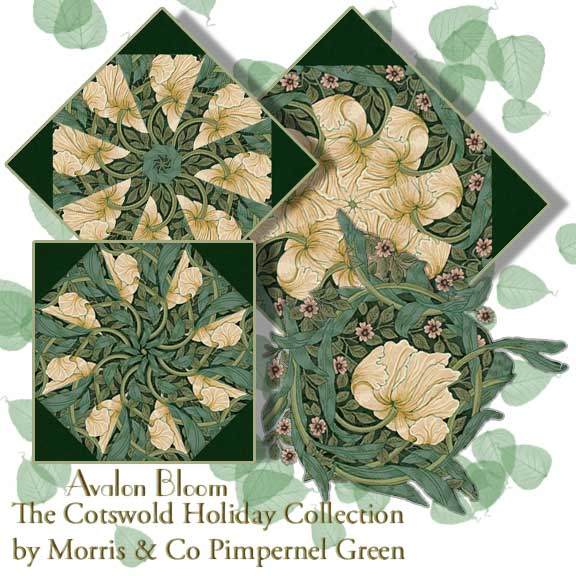 The Cotswold Holiday Collection by Morris & Co Pimpernel Green Pre-cut Kaleidoscope Quilt Block Kit