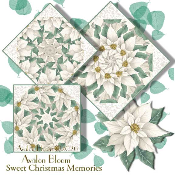 Sweet Christmas Memories Winter White&nbsp;by The Color Principle for&nbsp;Henry Glass Kaleidoscope Quilt Block Kit