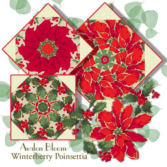 Winterberry Poinsettia pre-cut Kaleidoscope Quilt Block Kit