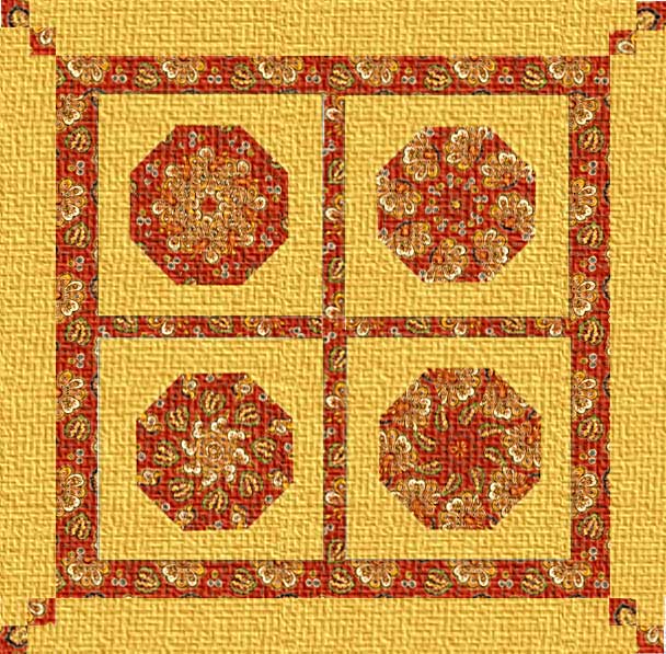 Beginners Kaleidoscope Quilt Wall Hanging Pattern that uses 4 Avalon Bloom pre-cut kaleidoscope quilt blocks