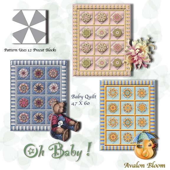 Oh Baby! Kaleidoscope Quilt Pattern for Avalon Bloom pre-cut kaleidoscope quilt blocks