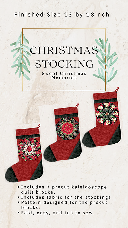 Sweet Christmas Memories Christmas Kaleidoscope Quilt Christmas Stocking Kit