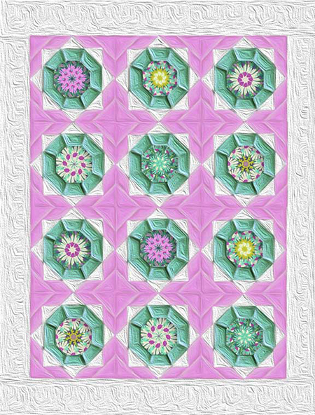 Daisy Crush Unchained  Flower Garden Double Size Quilt Top Kit