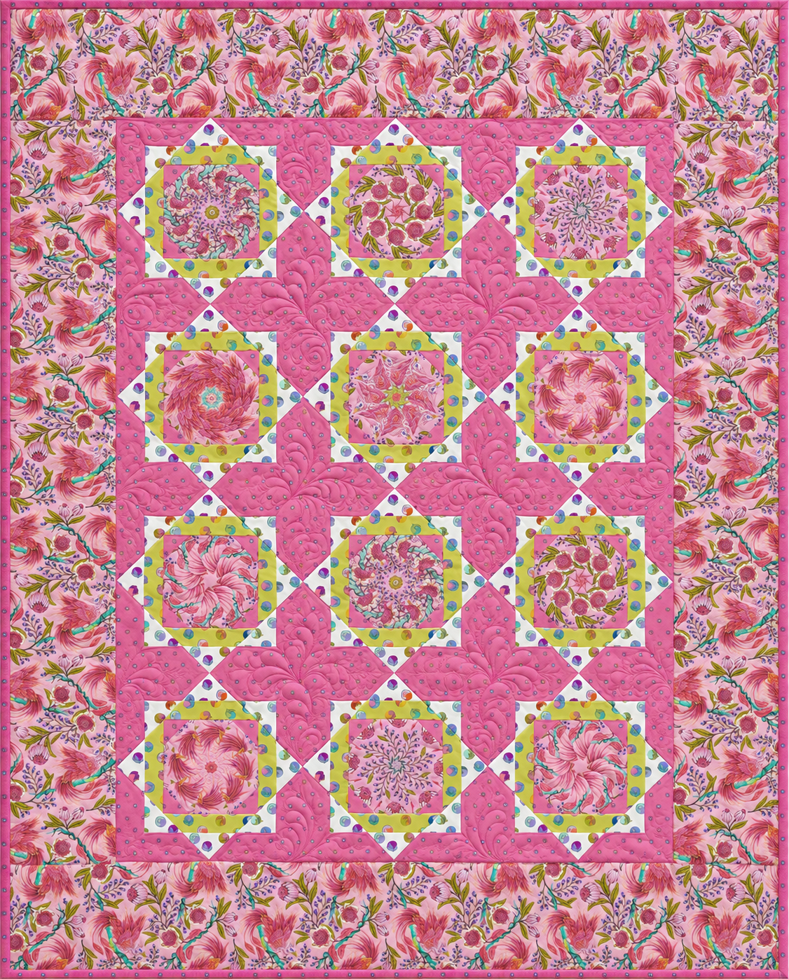 Tula Pink Prince Charming Déjà Vu Kaleidoscope Quilt Kit – 55