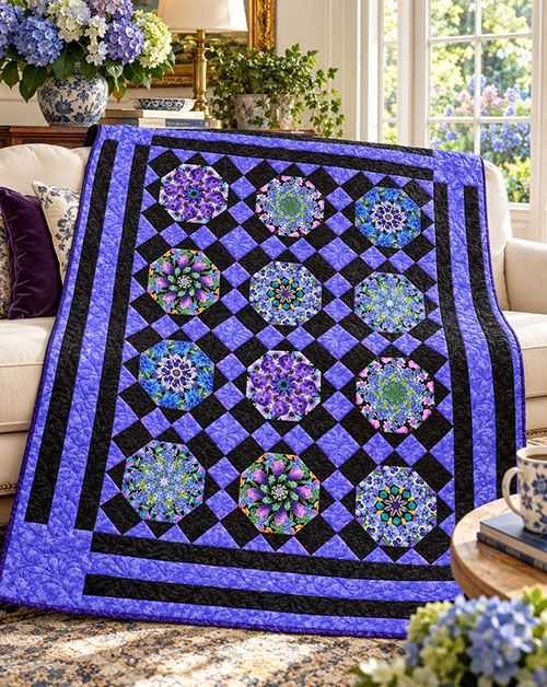Spinning Flagstones Meadow Bloom Wildflowers Kaleidoscope Quilt Block kit