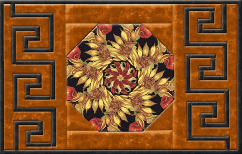 Greek Key place mat kaleidoscope quilt kit with pre-cut kaleidoscope quilt block