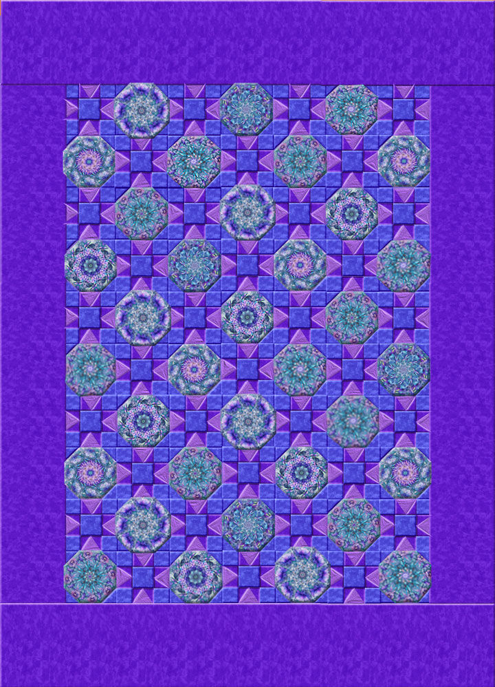 Dragonfly Mist Kallusions Queen Kaleidoscopes Quilt Top Kit