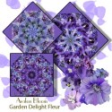 Garden Delight Fleur Lilac Ribbons and Fans Kaleidoscope Queen Quilt