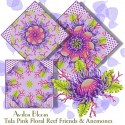Tula Pink Floral Reef Friends & Anemones Ultraviolet Kaleidoscope Quilt Block Kit