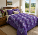 Garden Delight Fleur Lilac Ribbons and Fans Kaleidoscope Queen Quilt